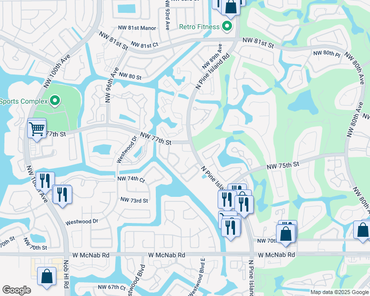 map of restaurants, bars, coffee shops, grocery stores, and more near in Tamarac