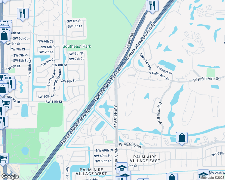 map of restaurants, bars, coffee shops, grocery stores, and more near 1001 Southwest 46th Avenue in Pompano Beach