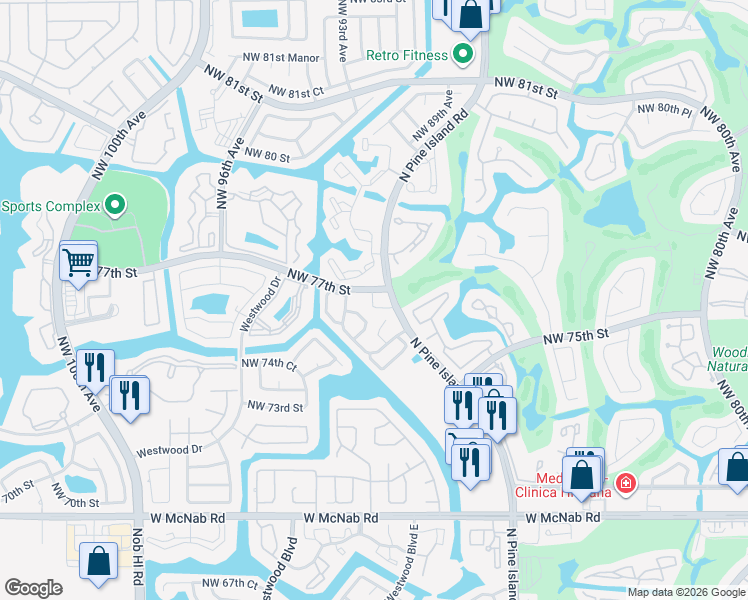 map of restaurants, bars, coffee shops, grocery stores, and more near in Tamarac