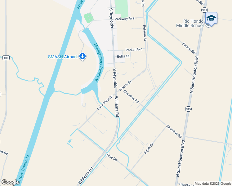 map of restaurants, bars, coffee shops, grocery stores, and more near S Reynolds St in Rio Hondo