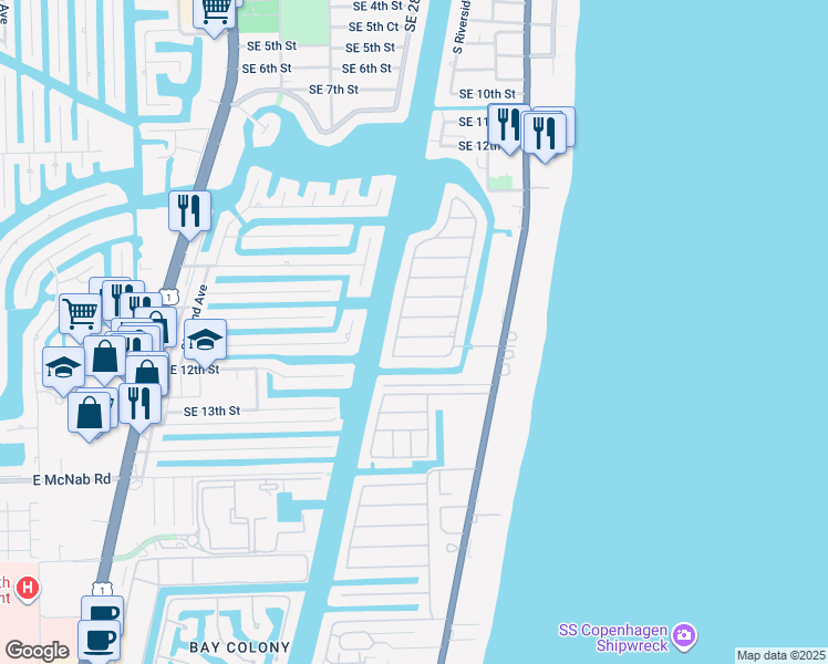 map of restaurants, bars, coffee shops, grocery stores, and more near 3220 Fiesta Way in Pompano Beach