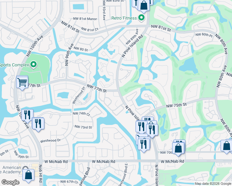 map of restaurants, bars, coffee shops, grocery stores, and more near in Tamarac