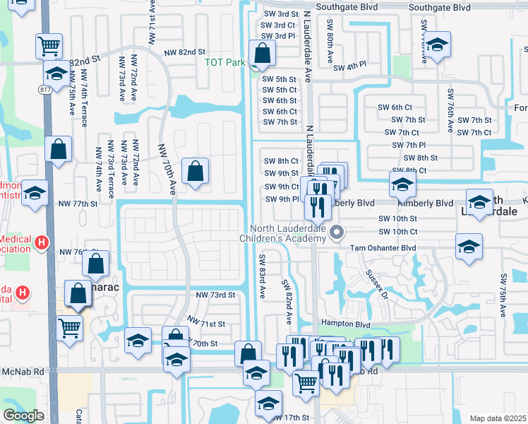 map of restaurants, bars, coffee shops, grocery stores, and more near 980 Southwest 83rd Avenue in North Lauderdale
