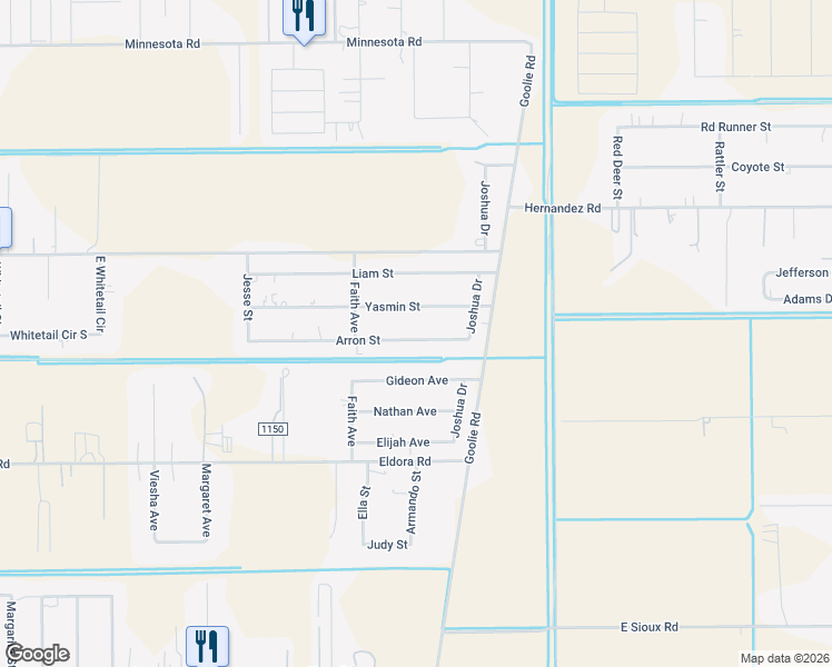 map of restaurants, bars, coffee shops, grocery stores, and more near 214 Arron Street in Donna