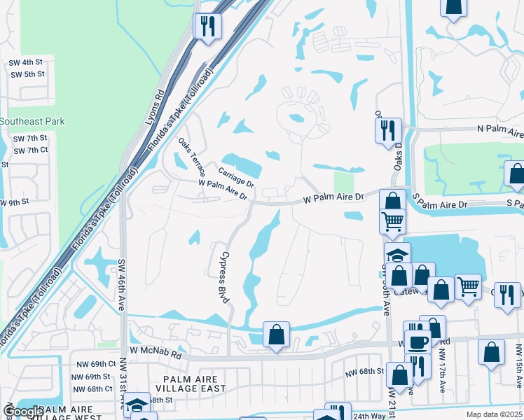 map of restaurants, bars, coffee shops, grocery stores, and more near 800 Cypress Boulevard in Pompano Beach