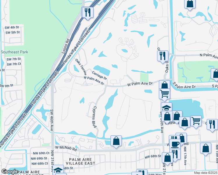 map of restaurants, bars, coffee shops, grocery stores, and more near 800 Cypress Boulevard in Pompano Beach