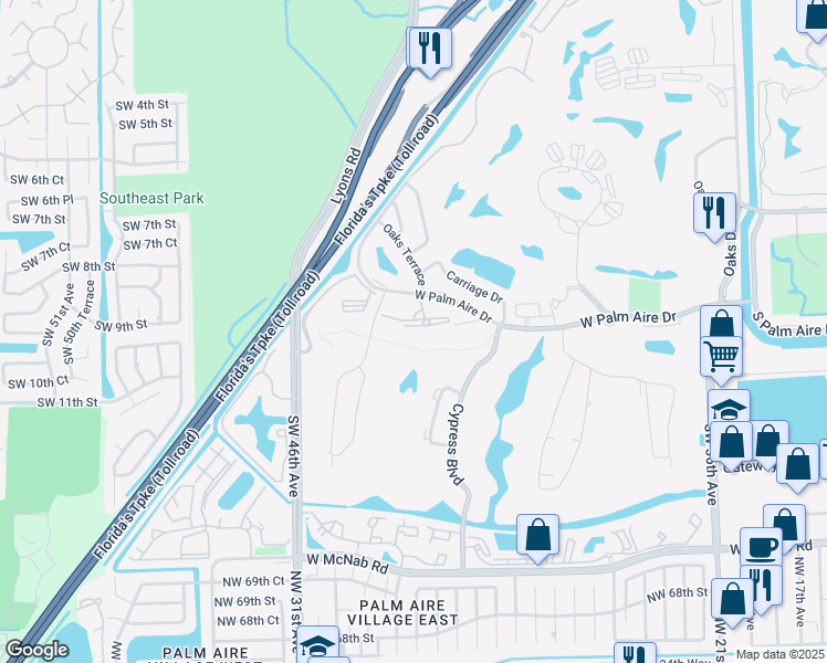 map of restaurants, bars, coffee shops, grocery stores, and more near 800 Cypress Grove Drive in Pompano Beach