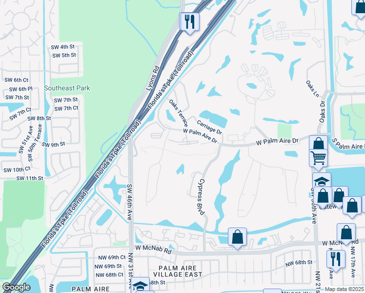 map of restaurants, bars, coffee shops, grocery stores, and more near 800 Cypress Grove Drive in Pompano Beach