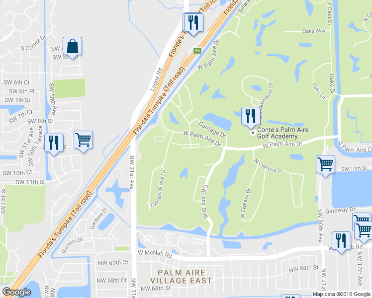 map of restaurants, bars, coffee shops, grocery stores, and more near 800 Cypress Grove Drive in Pompano Beach