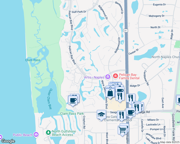 map of restaurants, bars, coffee shops, grocery stores, and more near 5885 Via Lugano in Naples