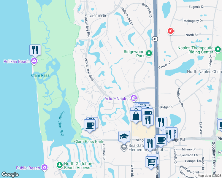 map of restaurants, bars, coffee shops, grocery stores, and more near 5940 Via Lugano in Naples