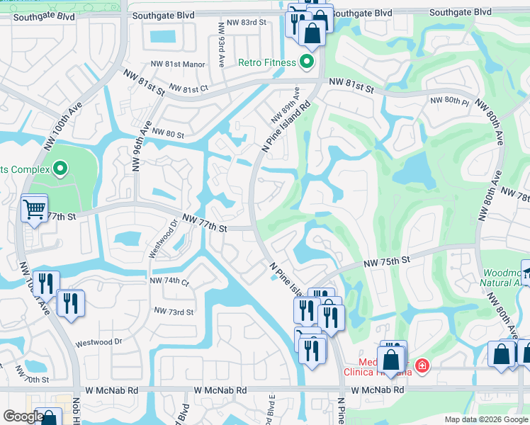 map of restaurants, bars, coffee shops, grocery stores, and more near 8770 Holly Court in Tamarac