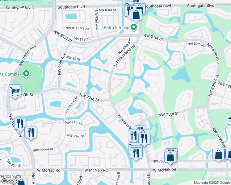 map of restaurants, bars, coffee shops, grocery stores, and more near 8770 Holly Court in Tamarac