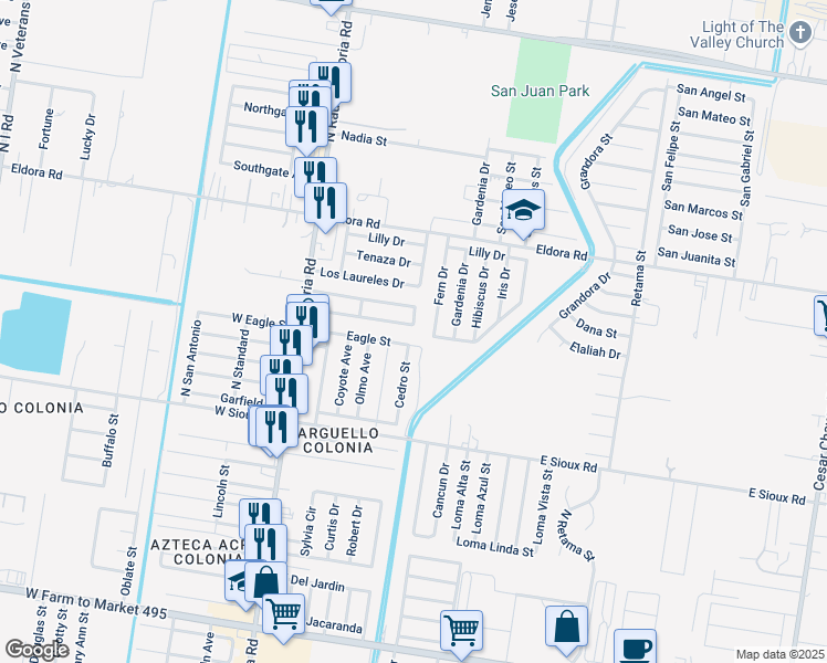 map of restaurants, bars, coffee shops, grocery stores, and more near 219 Encino Drive in San Juan