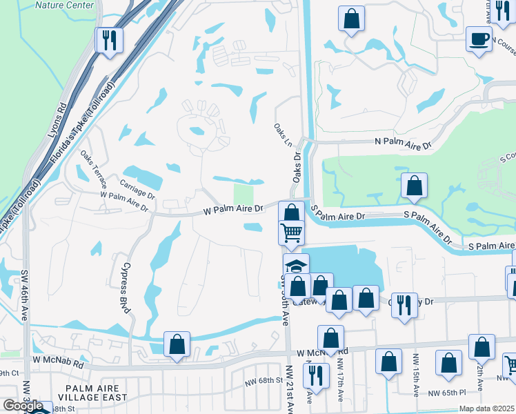map of restaurants, bars, coffee shops, grocery stores, and more near 4015 West Palm Aire Drive in Pompano Beach