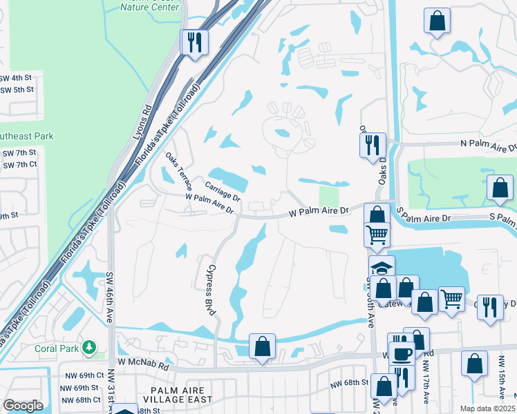map of restaurants, bars, coffee shops, grocery stores, and more near 4103 Carriage Drive in Pompano Beach