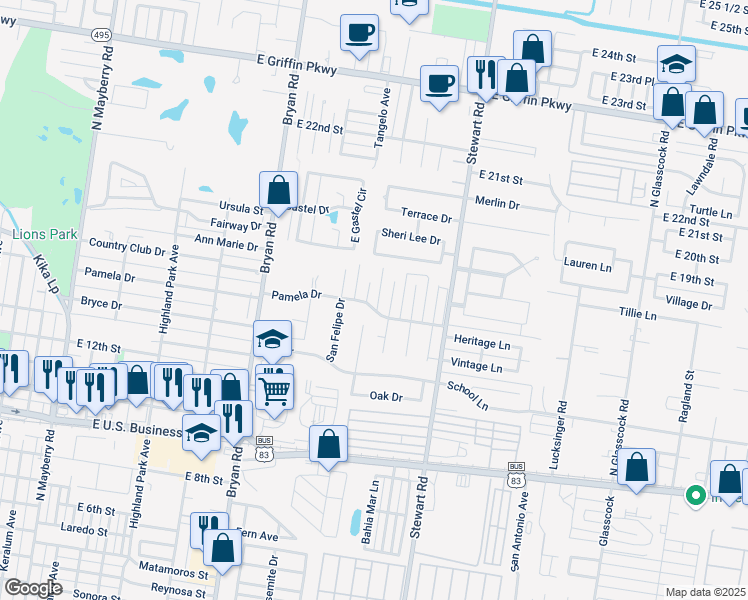 map of restaurants, bars, coffee shops, grocery stores, and more near 1502 Dons Dr in Mission