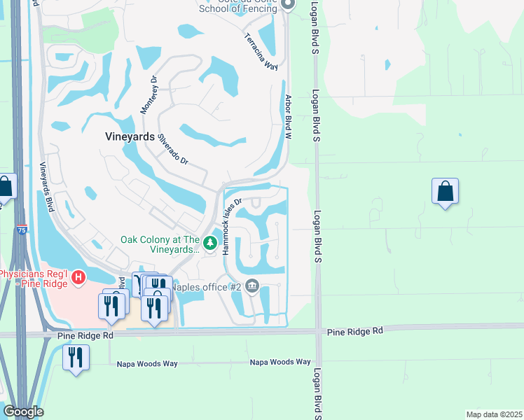 map of restaurants, bars, coffee shops, grocery stores, and more near 5770 Hammock Isles Drive in Naples