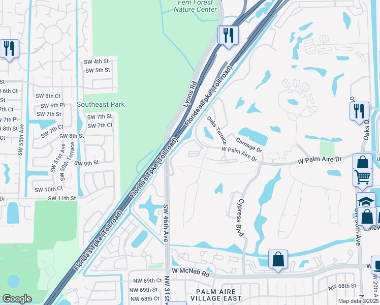 map of restaurants, bars, coffee shops, grocery stores, and more near 1050 Southwest 46th Avenue in Pompano Beach
