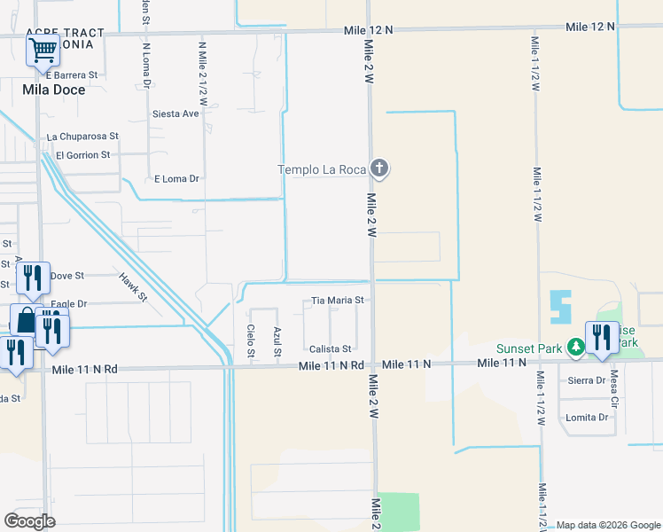 map of restaurants, bars, coffee shops, grocery stores, and more near 13267 Mile 2 West in Mercedes