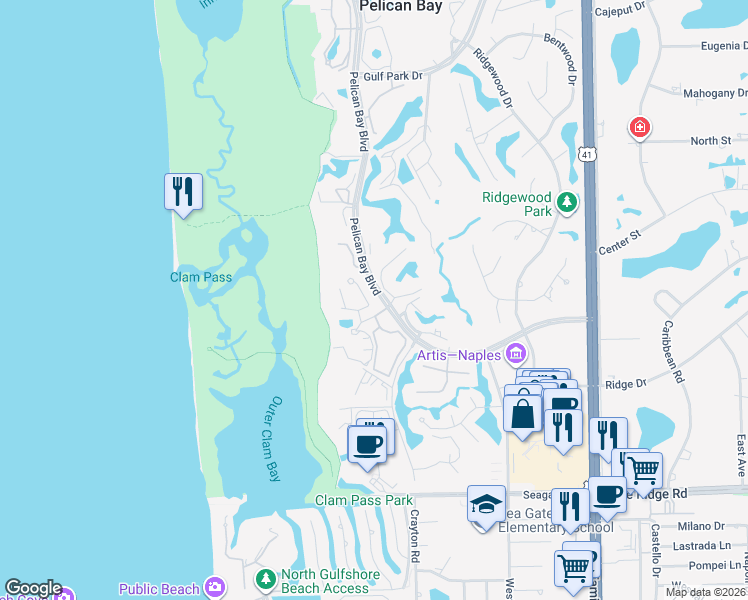 map of restaurants, bars, coffee shops, grocery stores, and more near 5916 Chanteclair Drive in Naples