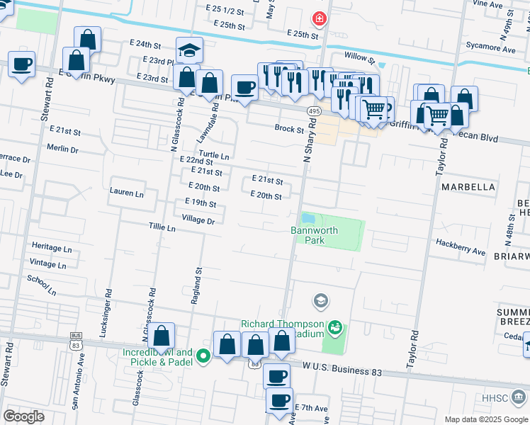 map of restaurants, bars, coffee shops, grocery stores, and more near 2301 19th Street in Mission