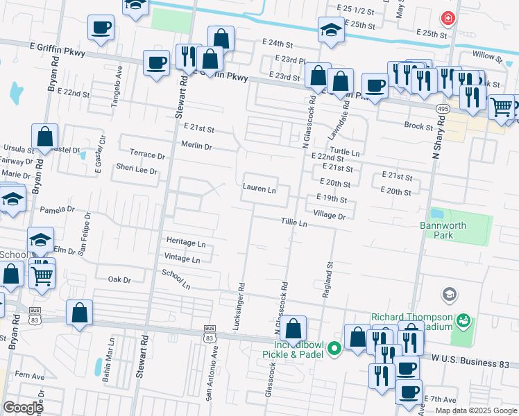 map of restaurants, bars, coffee shops, grocery stores, and more near 1802 Crown Pointe Boulevard in Mission