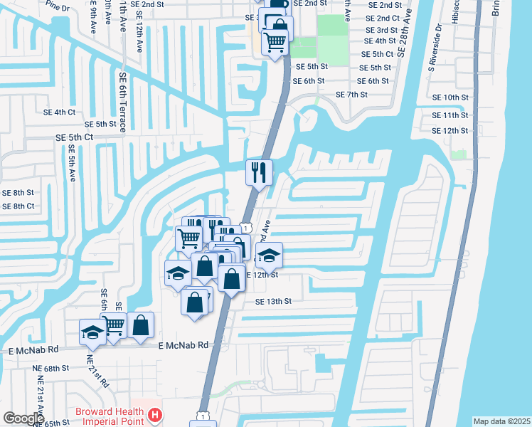 map of restaurants, bars, coffee shops, grocery stores, and more near 940 South Federal Highway in Pompano Beach