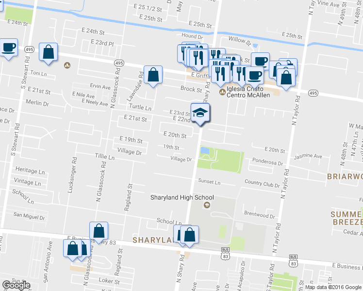 map of restaurants, bars, coffee shops, grocery stores, and more near 2307 East 19th Street in Mission
