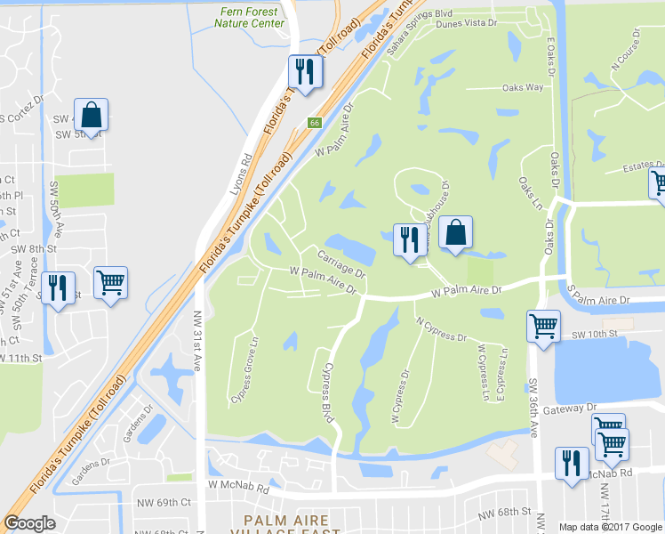 map of restaurants, bars, coffee shops, grocery stores, and more near 4106 Carriage Drive in Pompano Beach