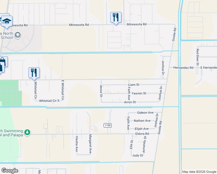 map of restaurants, bars, coffee shops, grocery stores, and more near 426 Yasmin Street in Donna