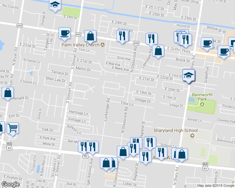 map of restaurants, bars, coffee shops, grocery stores, and more near 1813 Crown Pointe Boulevard in Mission