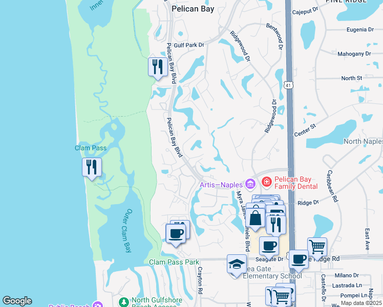 map of restaurants, bars, coffee shops, grocery stores, and more near 5922 Via Lugano in Naples