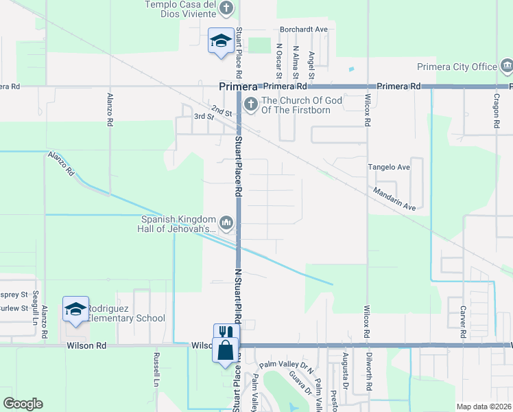 map of restaurants, bars, coffee shops, grocery stores, and more near 16602 Autrey Drive in Harlingen