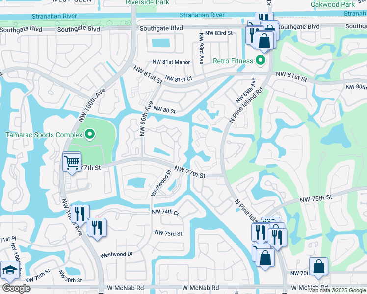 map of restaurants, bars, coffee shops, grocery stores, and more near 9563 Weldon Circle in Tamarac