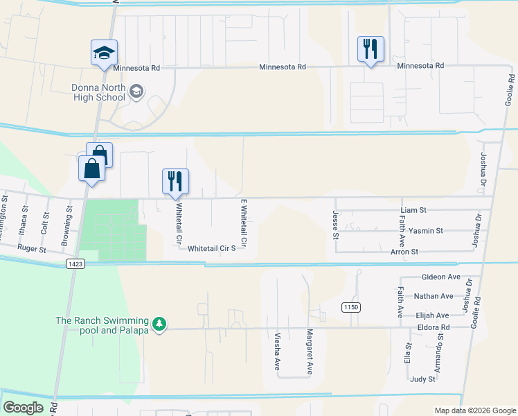 map of restaurants, bars, coffee shops, grocery stores, and more near 813 Earling Road in Donna