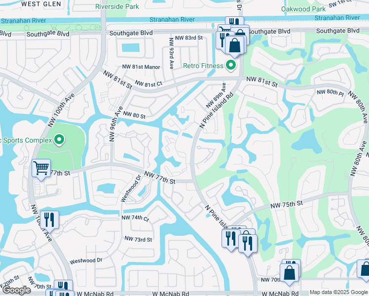 map of restaurants, bars, coffee shops, grocery stores, and more near 7901 Northwest 88th Avenue in Tamarac