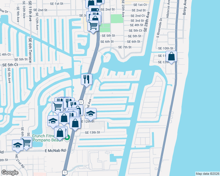 map of restaurants, bars, coffee shops, grocery stores, and more near 2260 Southeast 8th Court in Pompano Beach