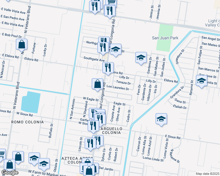 map of restaurants, bars, coffee shops, grocery stores, and more near 110 Los Laureles Drive in San Juan