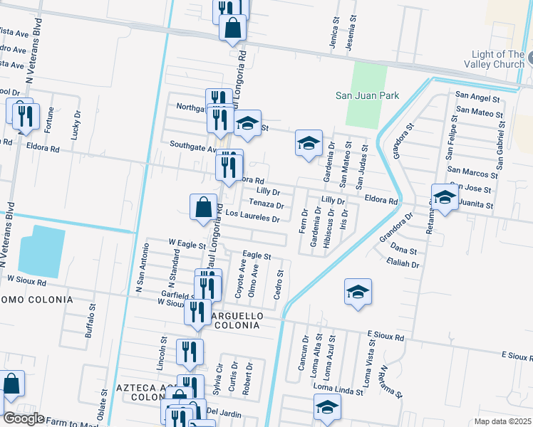 map of restaurants, bars, coffee shops, grocery stores, and more near 211 Los Laureles Drive in San Juan