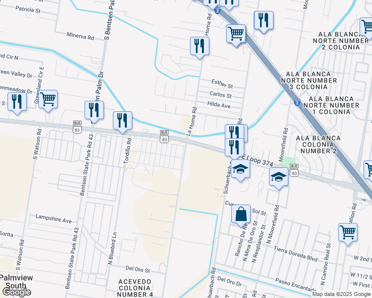 map of restaurants, bars, coffee shops, grocery stores, and more near 816 Scott Lane Road in Mission