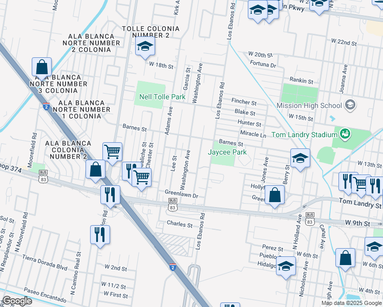 map of restaurants, bars, coffee shops, grocery stores, and more near 978 North Washington Avenue in Mission