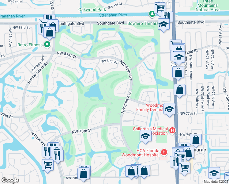 map of restaurants, bars, coffee shops, grocery stores, and more near 8059 Buttonwood Circle in Tamarac