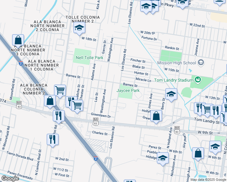 map of restaurants, bars, coffee shops, grocery stores, and more near 974 Truman Street in Mission