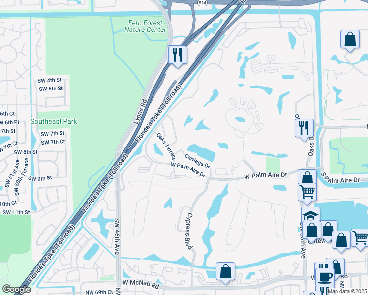 map of restaurants, bars, coffee shops, grocery stores, and more near 4113 Carriage Drive in Pompano Beach