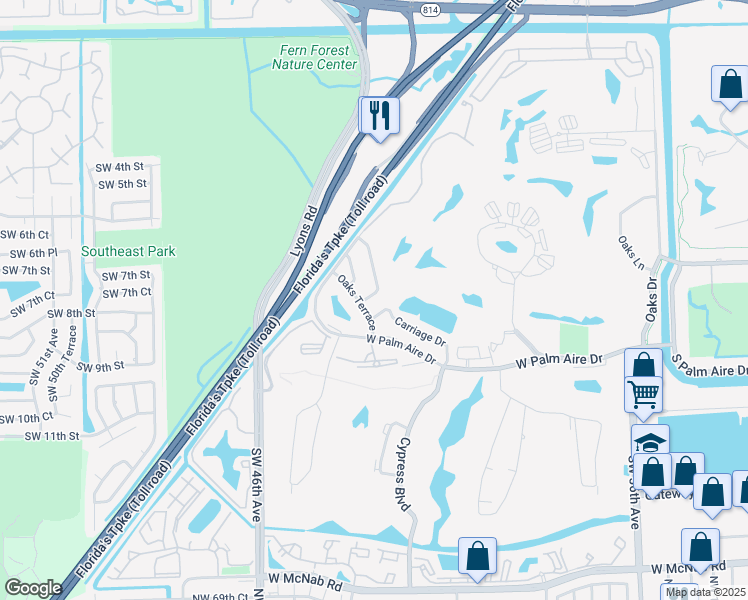 map of restaurants, bars, coffee shops, grocery stores, and more near 4113 Carriage Drive in Pompano Beach