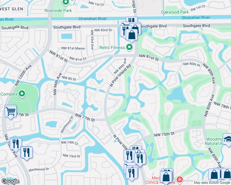 map of restaurants, bars, coffee shops, grocery stores, and more near 8771 Holly Court in Tamarac