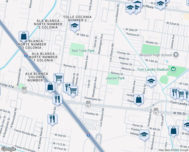 map of restaurants, bars, coffee shops, grocery stores, and more near 978 North Washington Avenue in Mission