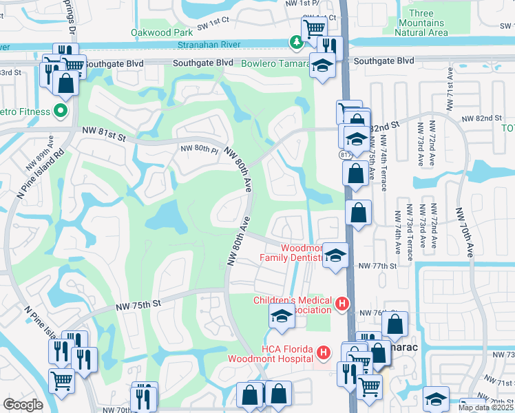map of restaurants, bars, coffee shops, grocery stores, and more near 7840 Northwest 79th Terrace in Tamarac