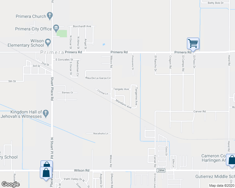 map of restaurants, bars, coffee shops, grocery stores, and more near 17105 Lemon Avenue in Harlingen